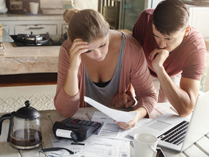 Couple looking at their tax